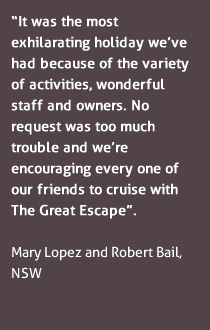 MV Great Escape Testimonials from our guests